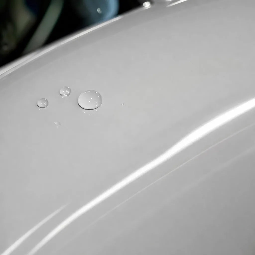Close-up of Glossy Crystal White gloss colored PPF surface texture | Veloro
