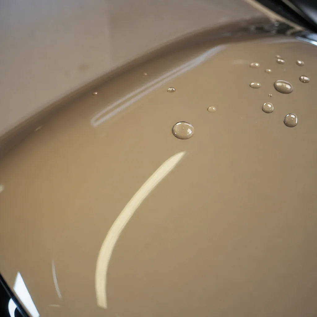Close-up of Glossy Cuban Sand Yellow gloss colored PPF surface texture | Veloro