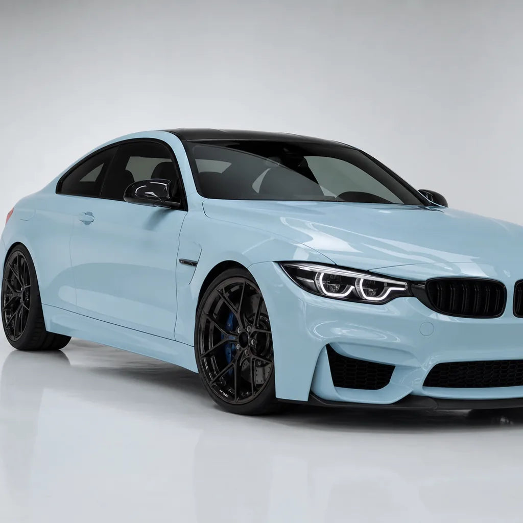 Glossy Glacier Blue gloss colored PPF wrapped on a BMW M4 | Veloro