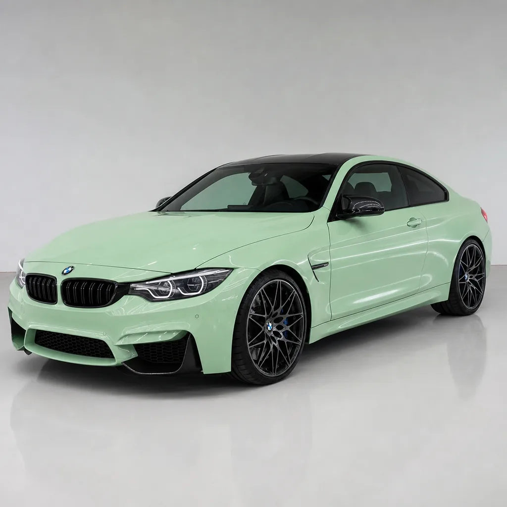 Glossy Hazy Green gloss colored PPF wrapped on a BMW M4 | Veloro