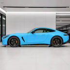 Glossy Light Sky Blue gloss colored PPF wrapped on a Mercedes-AMG GT side profile | Veloro