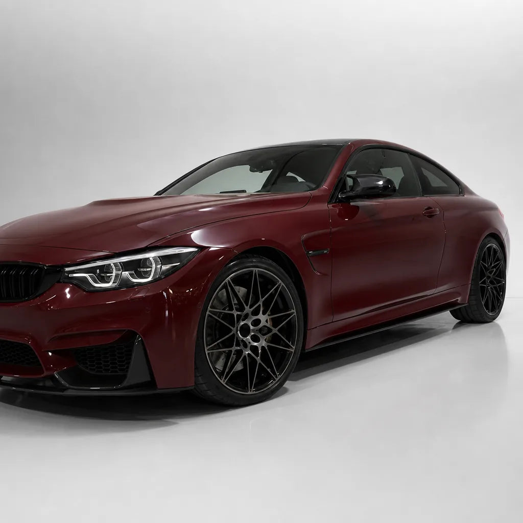 Glossy Liquid Metallic Dragon Blood Red gloss colored PPF wrapped on a BMW M4 | Veloro