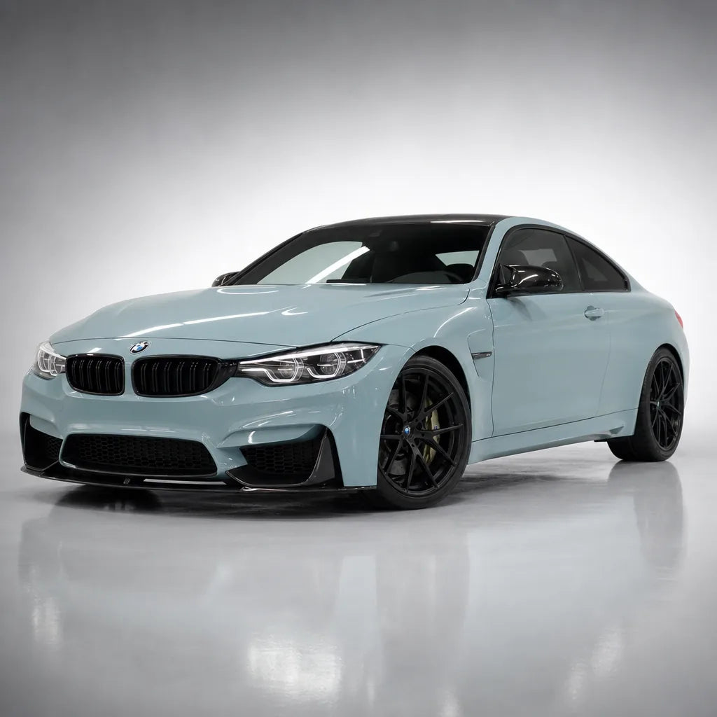 Glossy Meissen Blue gloss colored PPF wrapped on a BMW M4 | Veloro