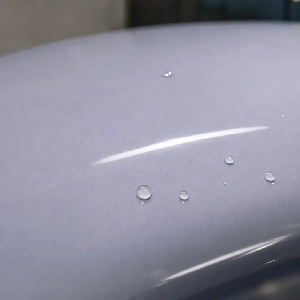 Close-up of Glossy Misty Purple gloss colored PPF surface texture | Veloro