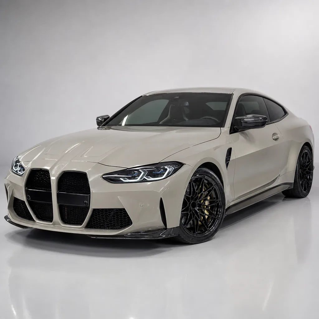 Glossy Moon White Pearl gloss colored PPF wrapped on a BMW M4 | Veloro