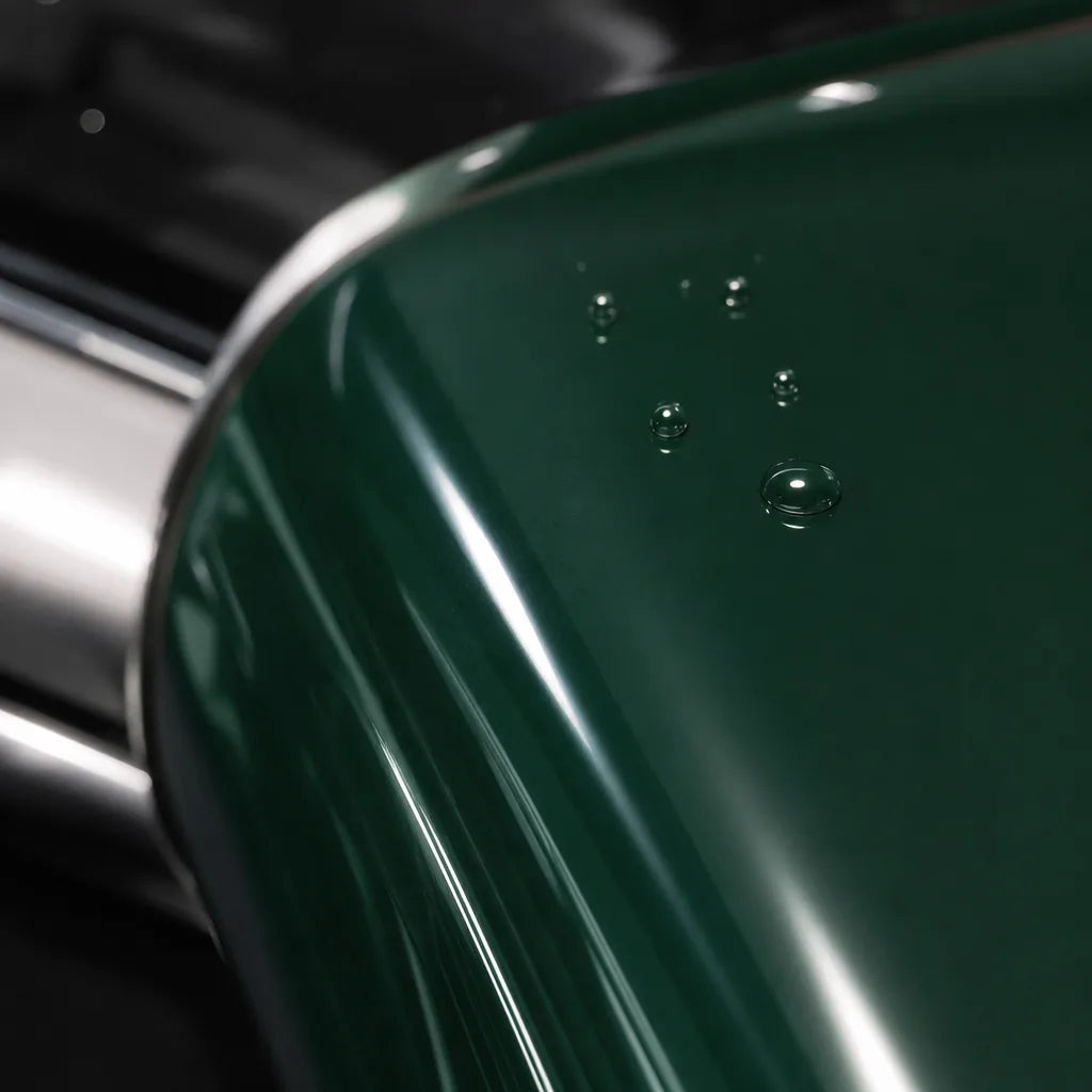 Close-up of Glossy Racing Green gloss colored PPF surface texture | Veloro