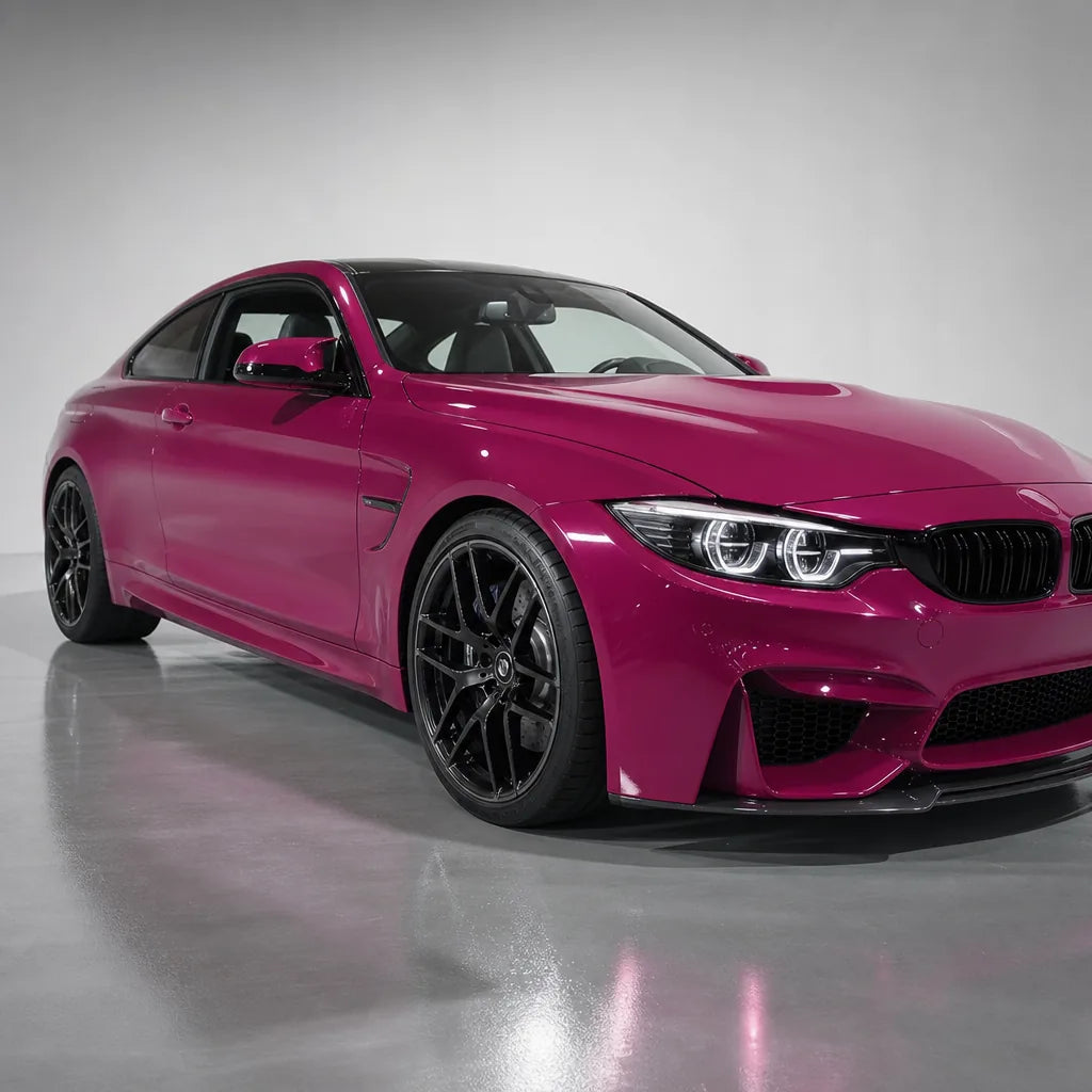 Glossy Ruby Star gloss colored PPF wrapped on a BMW M4 | Veloro