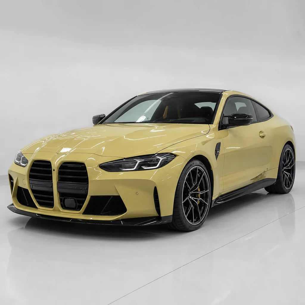 Glossy Sunbath Yellow gloss colored PPF wrapped on a BMW M4 | Veloro