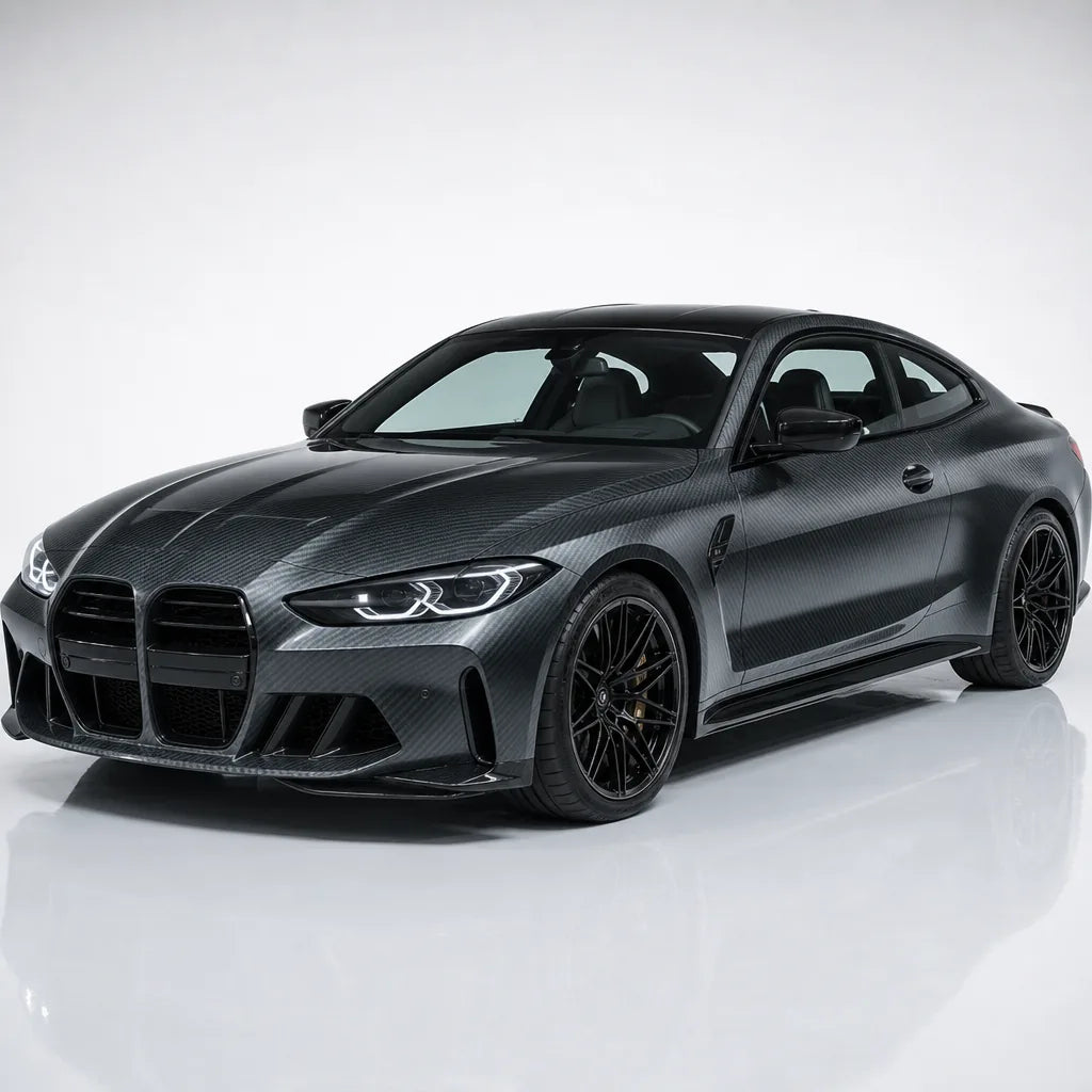 Matt Carbon Fiber gloss colored PPF wrapped on a BMW M4 | Veloro