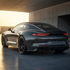 Luxury car wrapped in Matt Carbon Fiber gloss colored PPF at golden hour | Veloro