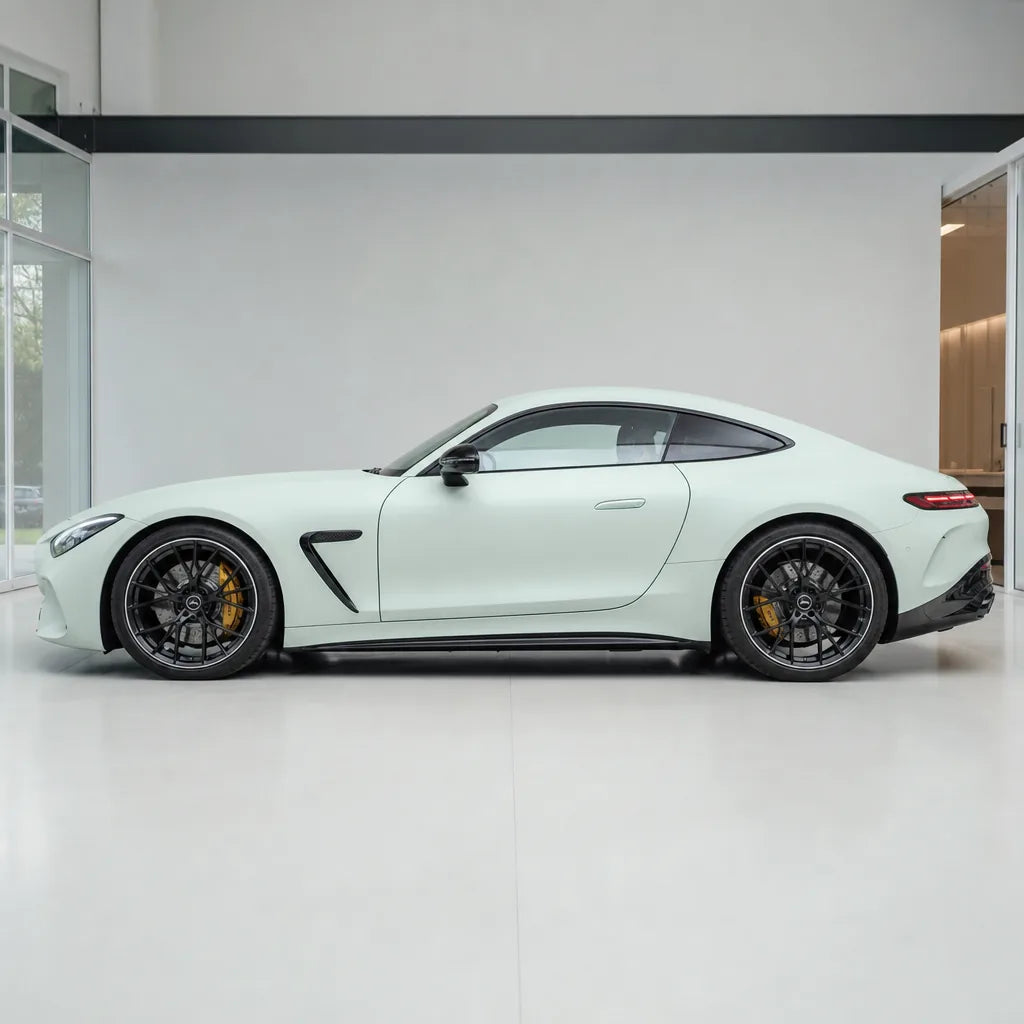 Transparent Carbon Fiber PPF matte colored PPF wrapped on a Mercedes-AMG GT side profile | Veloro