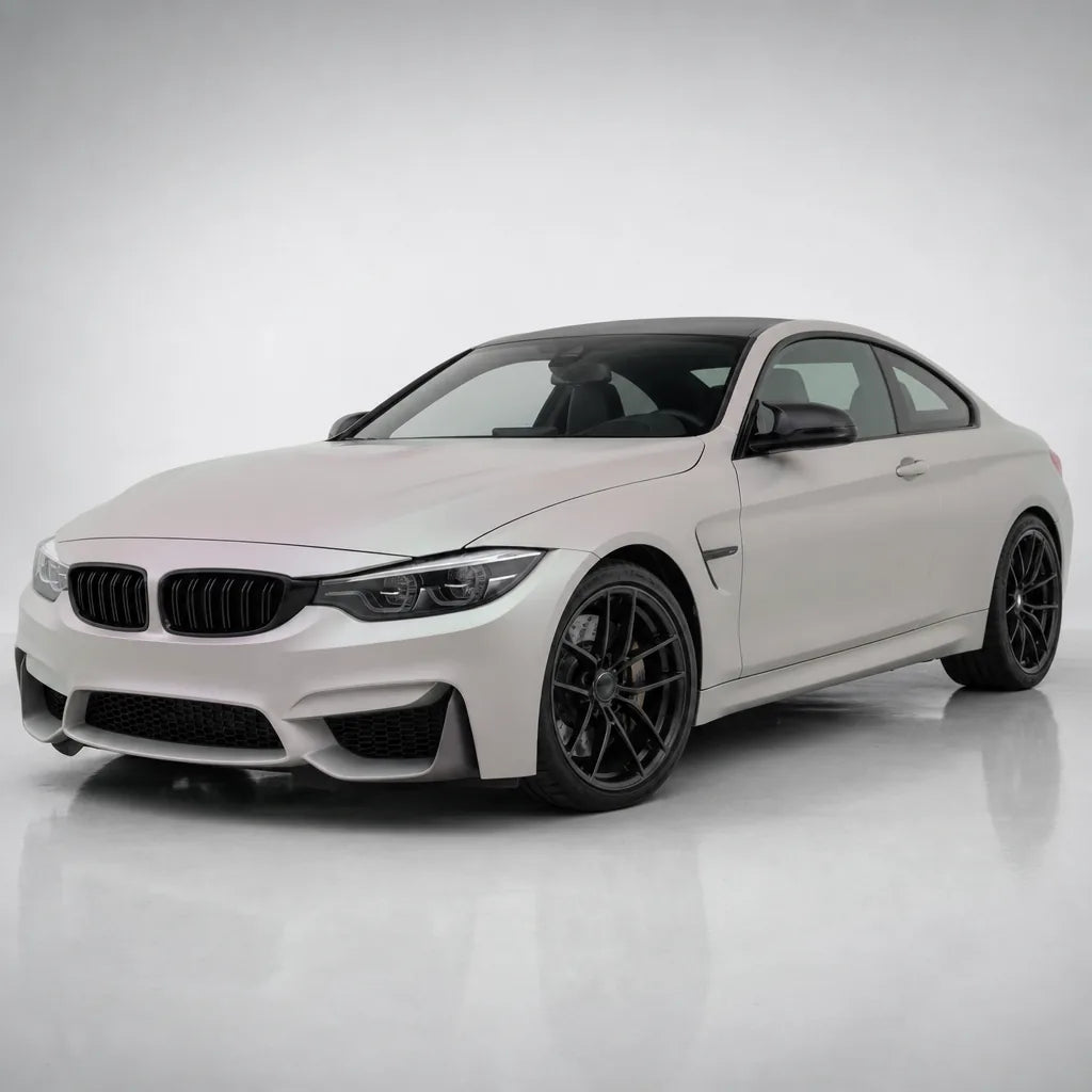 Chameleon Aurora White matte colored PPF wrapped on a BMW M4 | Veloro