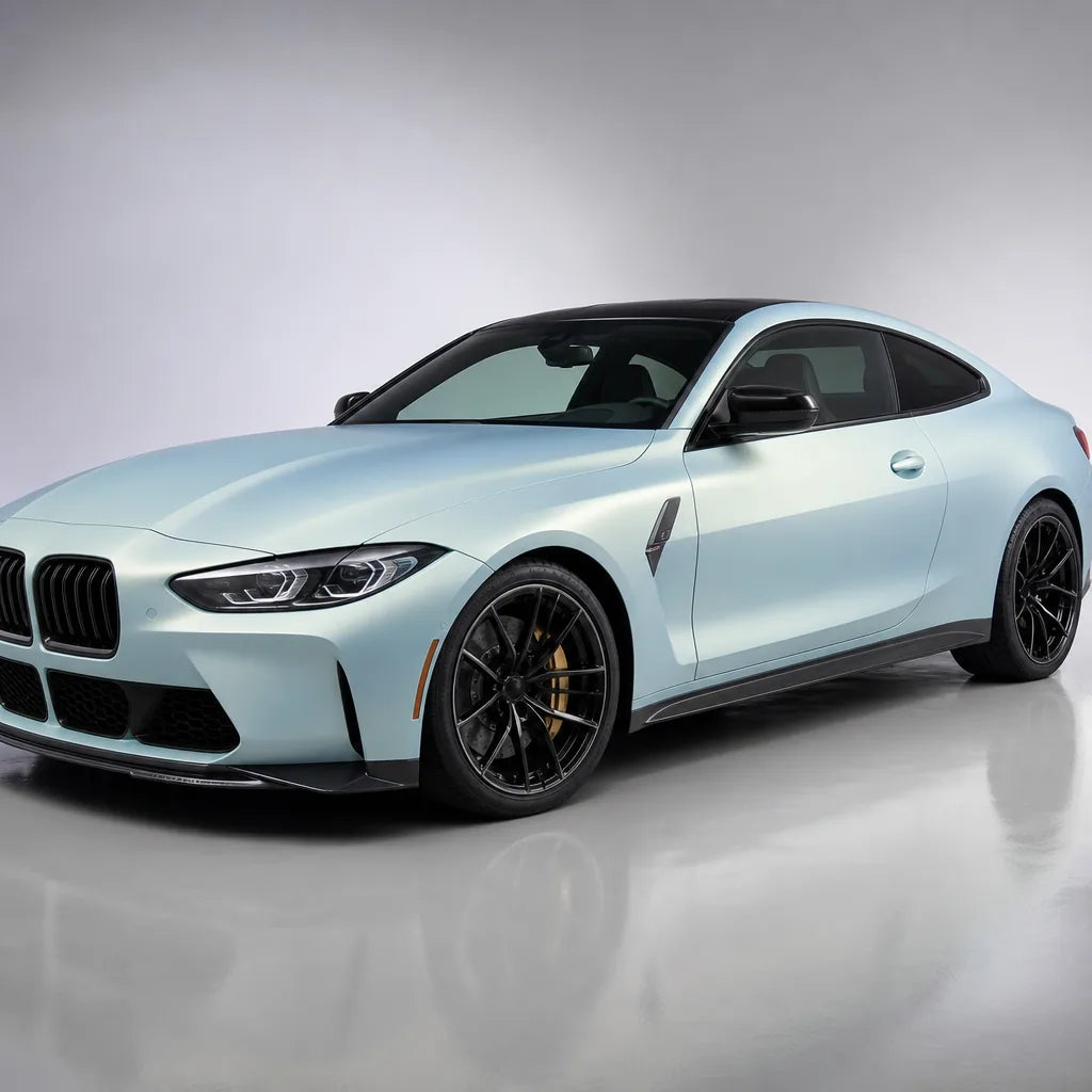 Chameleon Gold Blue matte colored PPF wrapped on a BMW M4 | Veloro