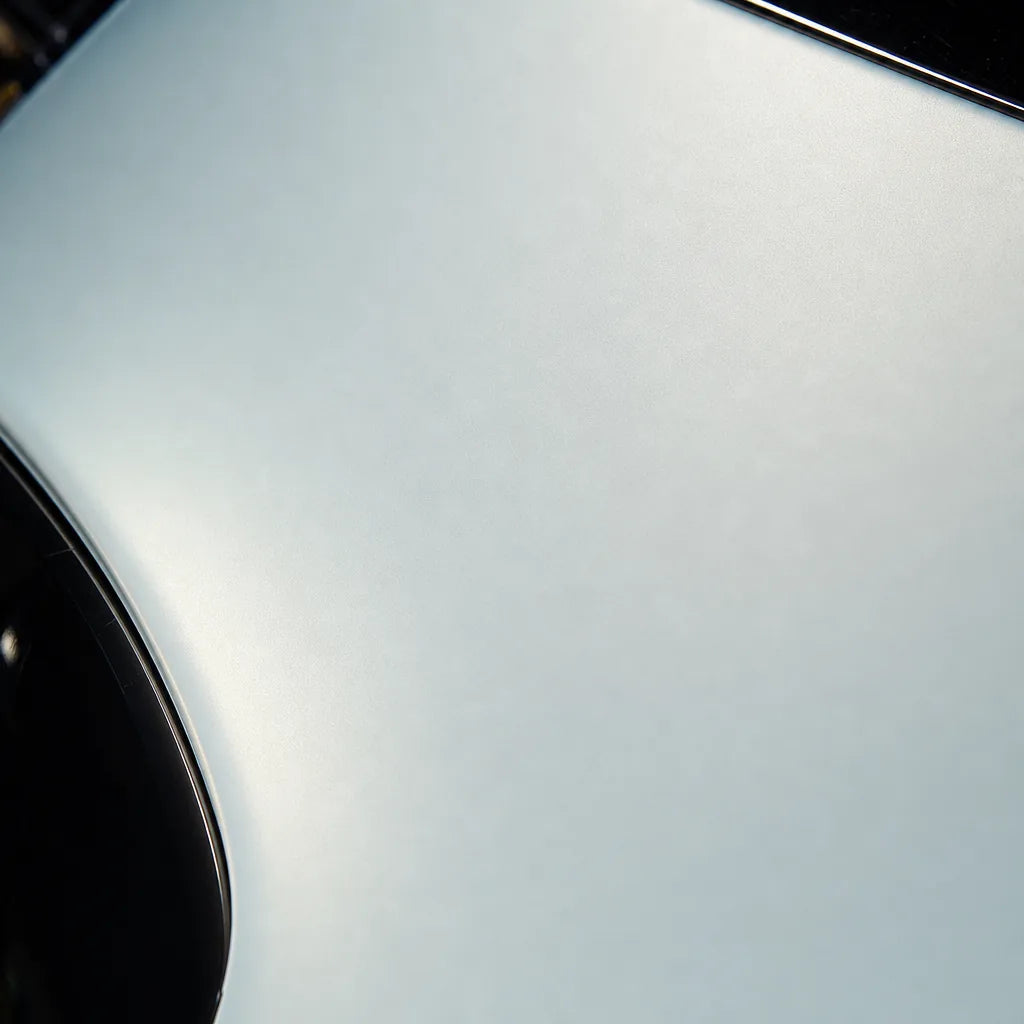 Close-up of Chameleon Gold Blue matte colored PPF surface texture | Veloro