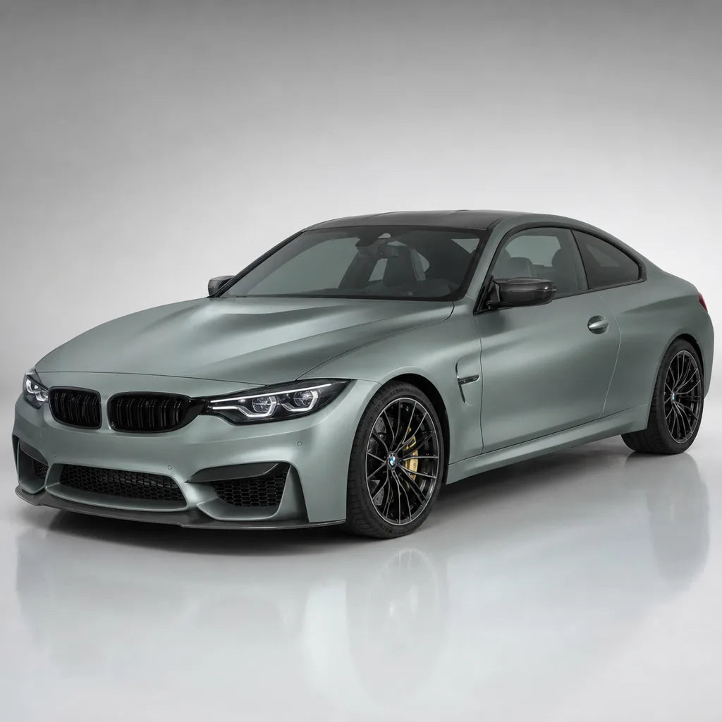 Dark Silver matte colored PPF wrapped on a BMW M4 | Veloro