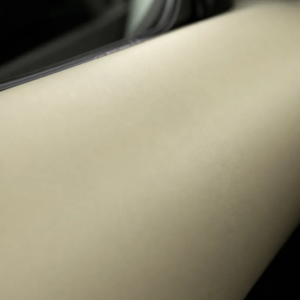 Close-up of Desert Yellow matte colored PPF surface texture | Veloro