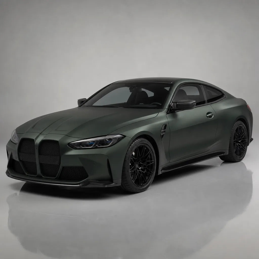 Ghost Metallic Dark Green matte colored PPF wrapped on a BMW M4 | Veloro