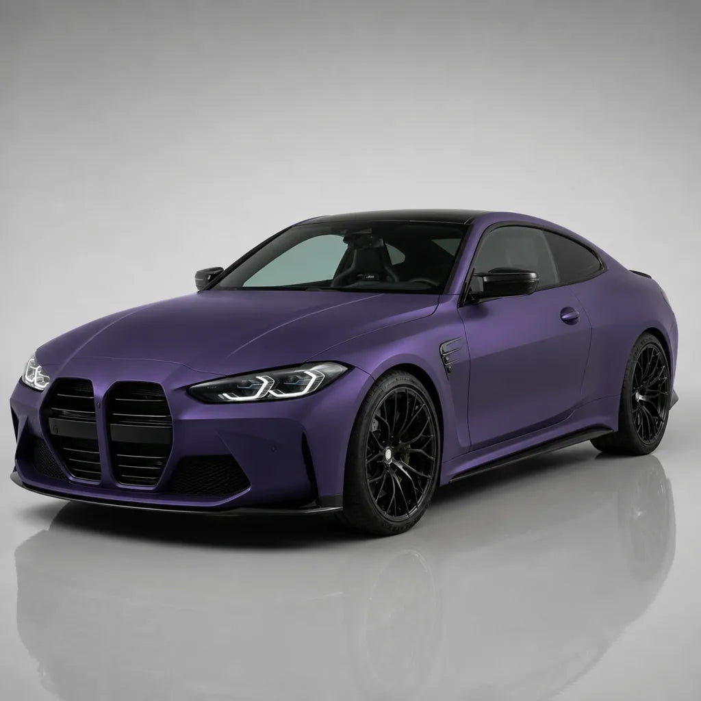Ghost Midnight Purple matte colored PPF wrapped on a BMW M4 | Veloro