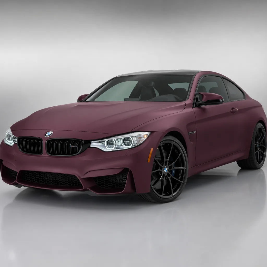 Liquid Metallic Dracaena Red matte colored PPF wrapped on a BMW M4 | Veloro