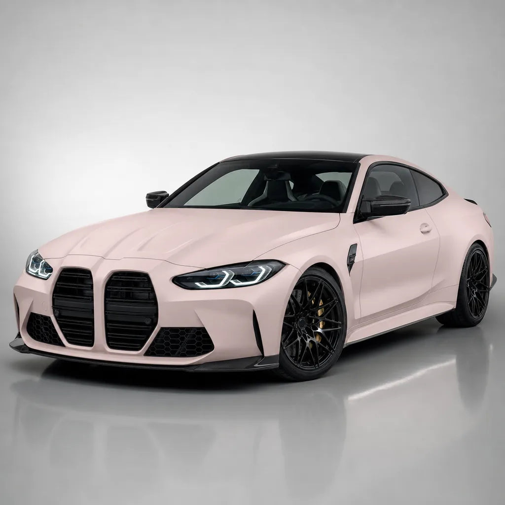 Liquid Metallic Shell Pink matte colored PPF wrapped on a BMW M4 | Veloro