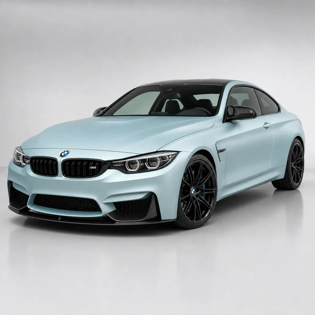 Liquid Metallic Somato Blue matte colored PPF wrapped on a BMW M4 | Veloro