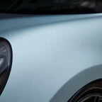 Close-up of Liquid Metallic Somato Blue matte colored PPF surface texture | Veloro