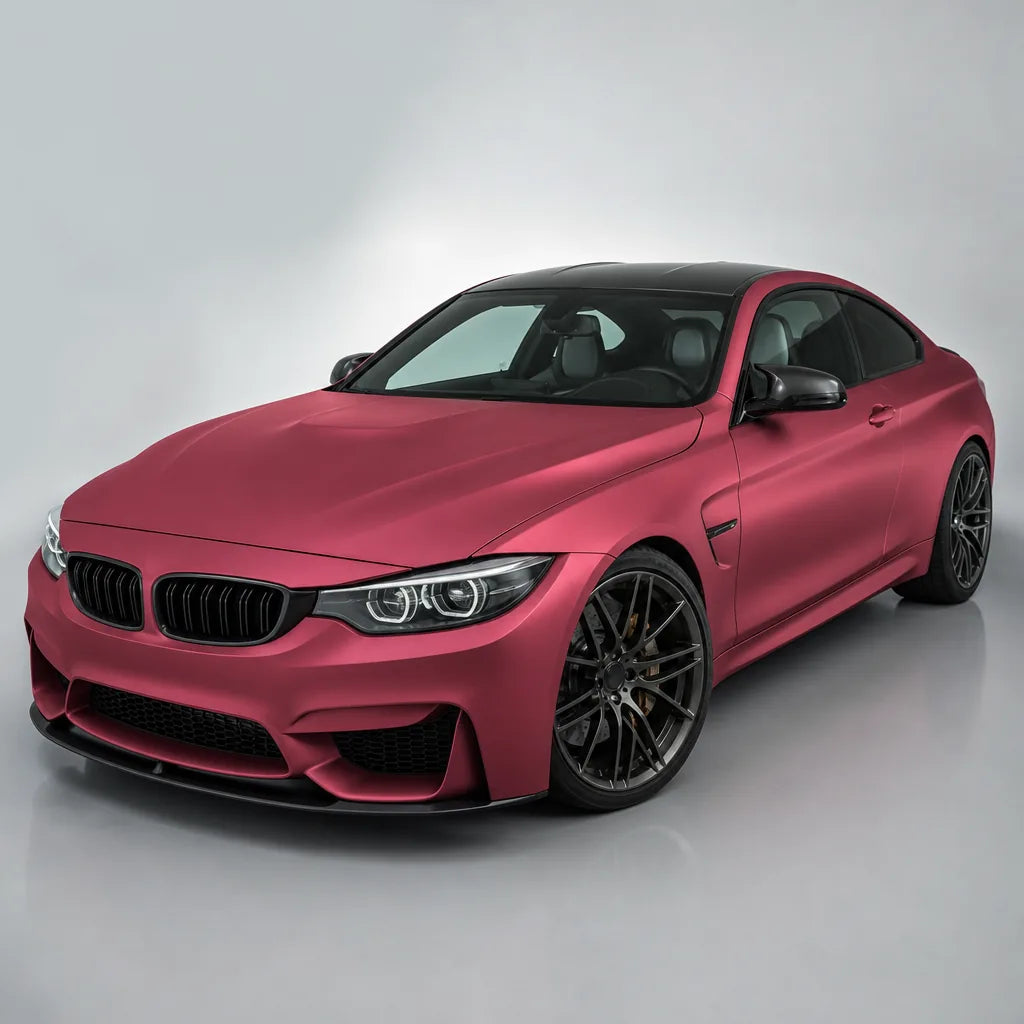 Magic Flame Ruby Red matte colored PPF wrapped on a BMW M4 | Veloro
