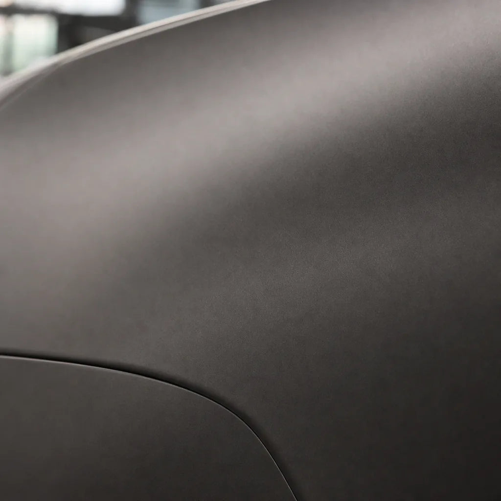 Close-up of Magic Flame Shadow Brown matte colored PPF surface texture | Veloro