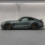 Metallic Satin Mystical Green matte colored PPF wrapped on a Mercedes-AMG GT side profile | Veloro