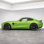 Metallic STO Gold Green matte colored PPF wrapped on a Mercedes-AMG GT side profile | Veloro