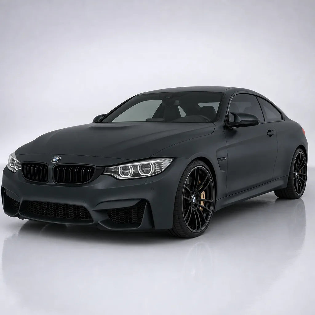 Midnight Black matte colored PPF wrapped on a BMW M4 | Veloro