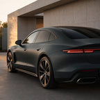 Luxury car wrapped in Midnight Black matte colored PPF at golden hour | Veloro