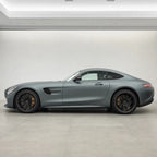 Rainbow Laser Light Grey matte colored PPF wrapped on a Mercedes-AMG GT side profile | Veloro