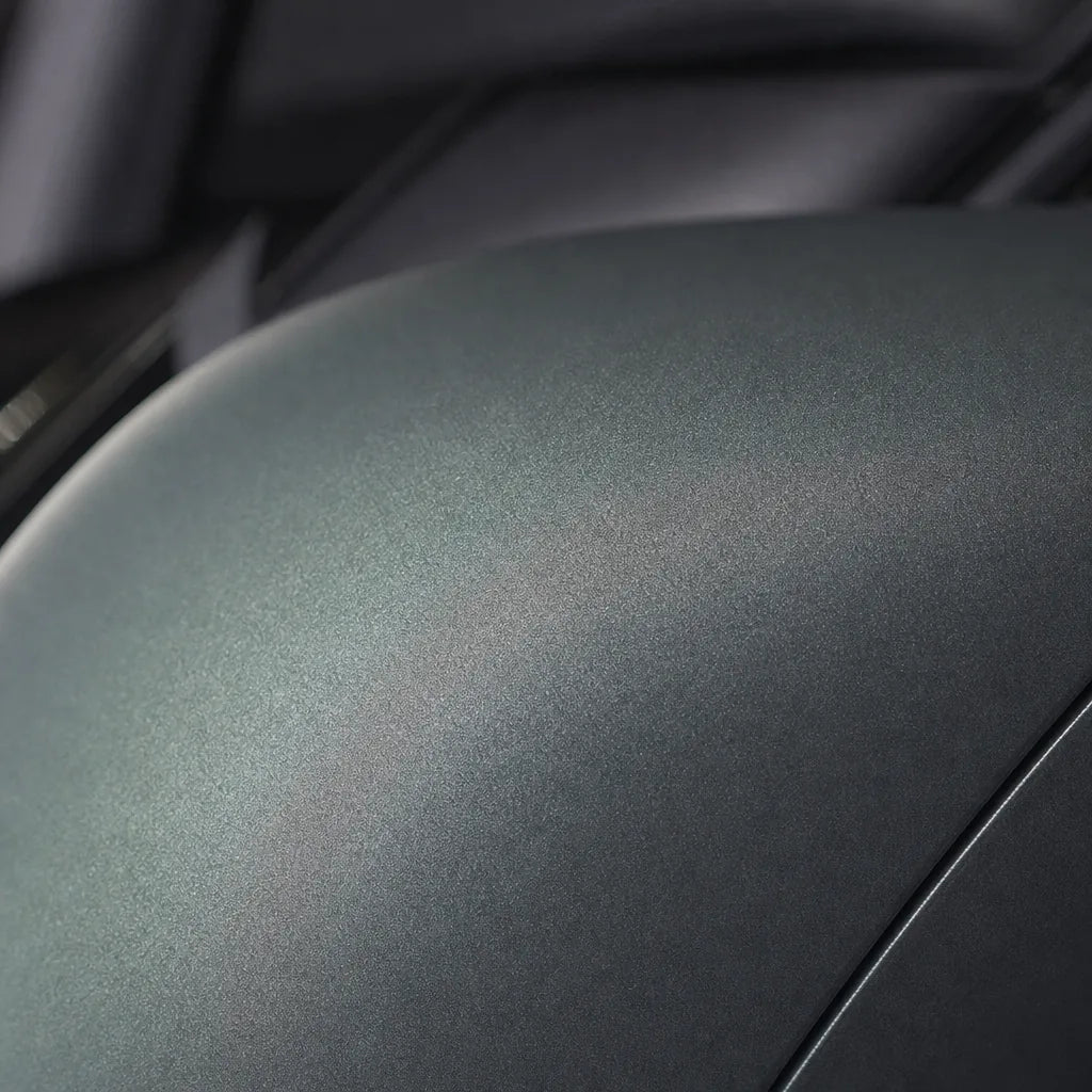Close-up of Rainbow Laser Light Grey matte colored PPF surface texture | Veloro