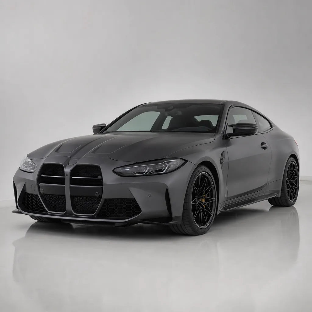 Rock Grey matte colored PPF wrapped on a BMW M4 | Veloro