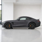 Rock Grey matte colored PPF wrapped on a Mercedes-AMG GT side profile | Veloro