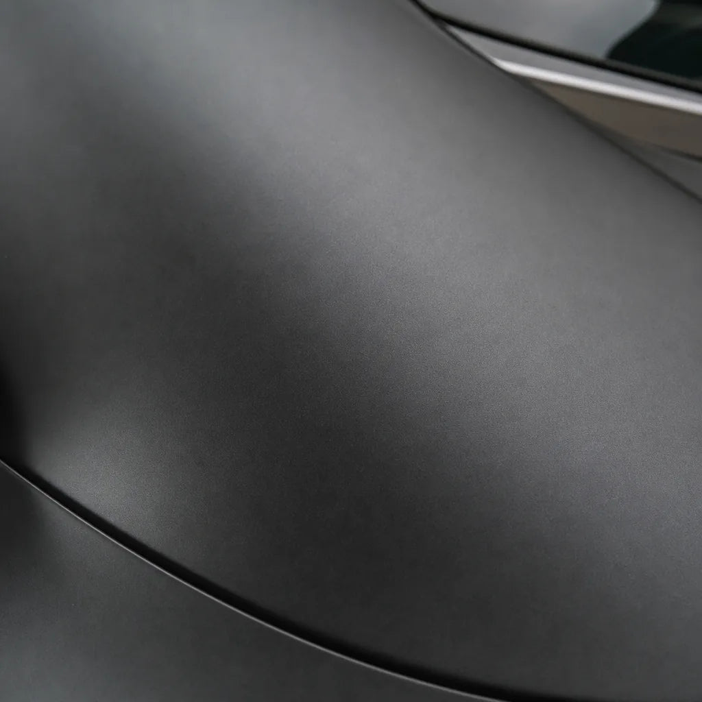 Close-up of Rock Grey matte colored PPF surface texture | Veloro