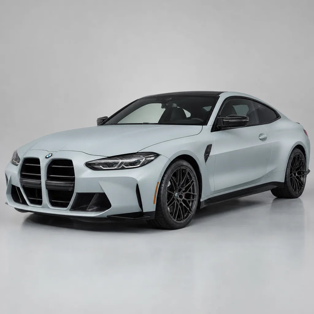 Silver Carbon Fiber matte colored PPF wrapped on a BMW M4 | Veloro