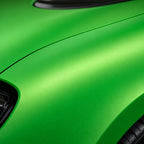 Close-up of Metallic Flame Green satin colored PPF surface texture | Veloro
