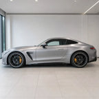 Aluminum Silver satin colored PPF wrapped on a Mercedes-AMG GT side profile | Veloro
