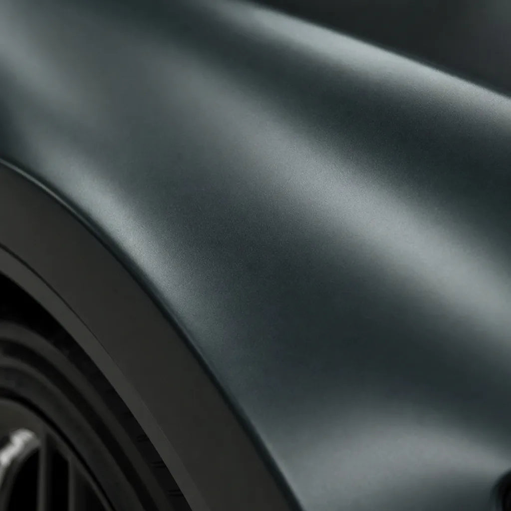 Close-up of Black satin colored PPF surface texture | Veloro