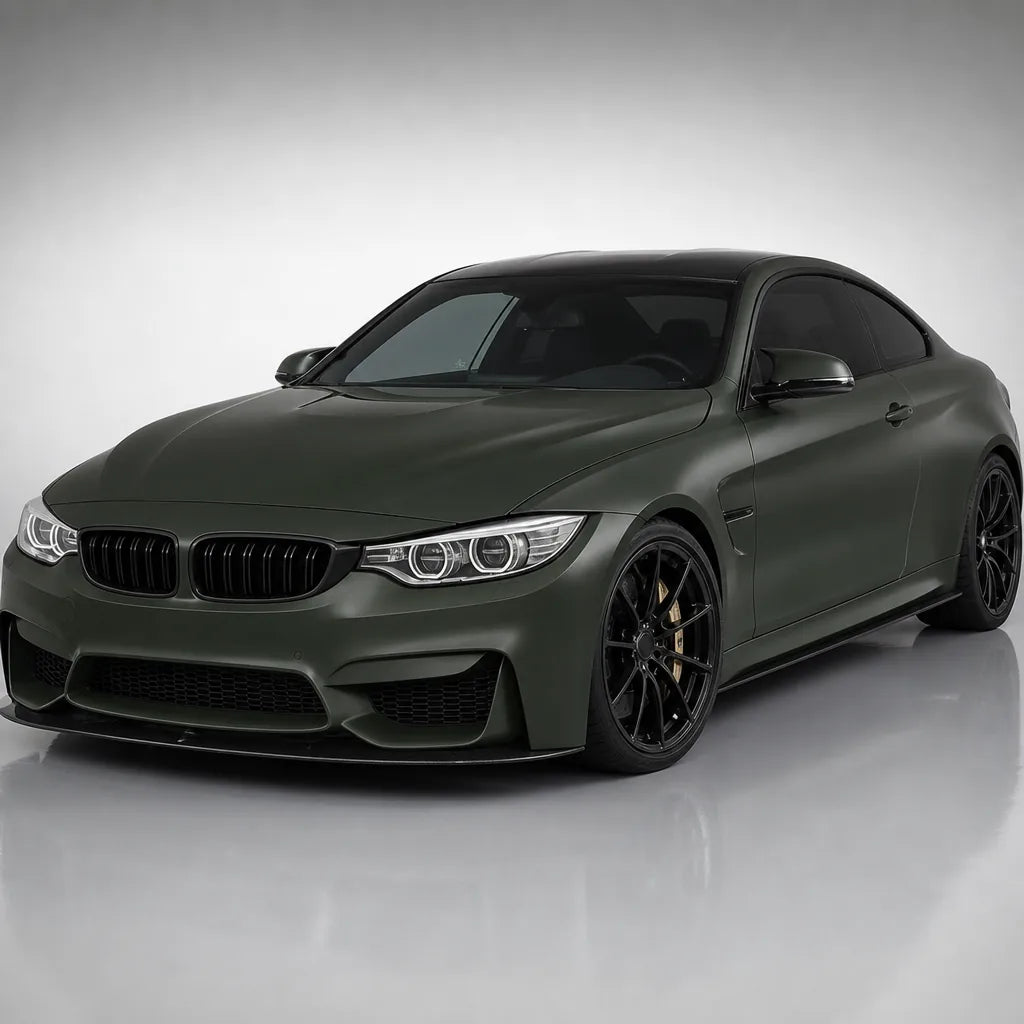 Ceramics Military Green satin colored PPF wrapped on a BMW M4 | Veloro