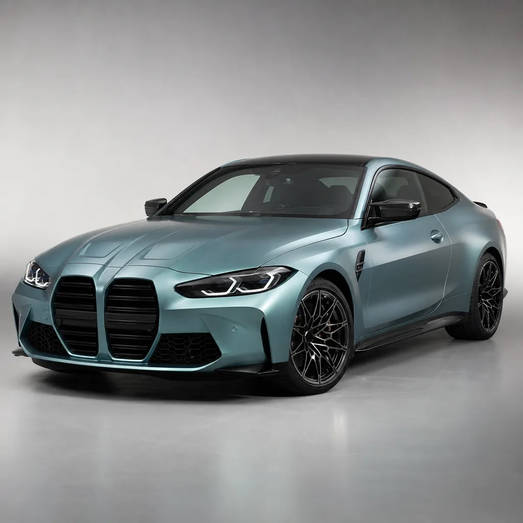 Grey Blue satin colored PPF wrapped on a BMW M4 | Veloro