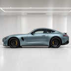 Grey Blue satin colored PPF wrapped on a Mercedes-AMG GT side profile | Veloro