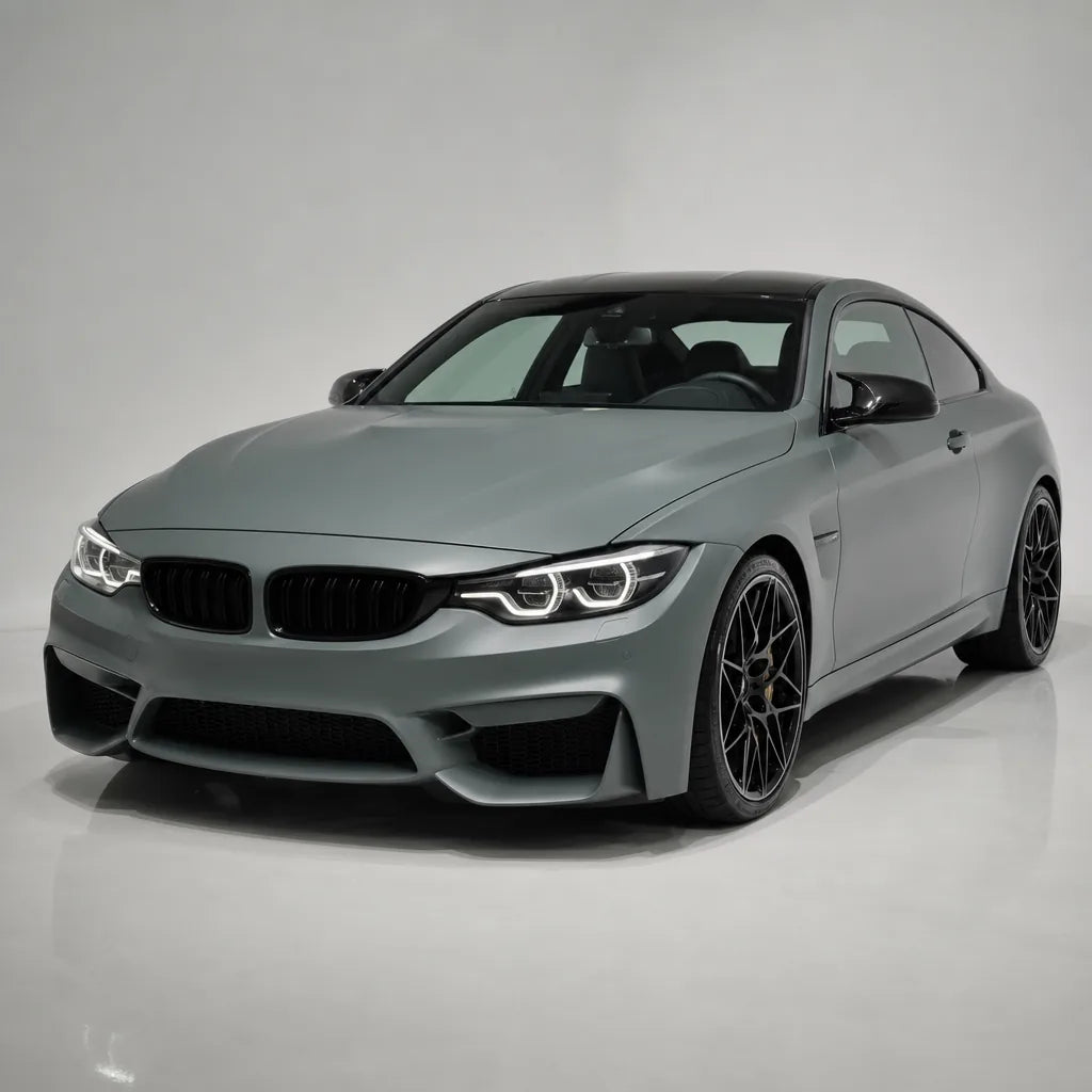 Nardo Grey satin colored PPF wrapped on a BMW M4 | Veloro
