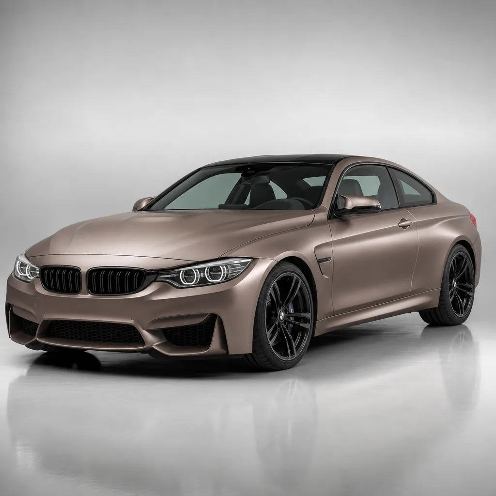 Rose Gold satin colored PPF wrapped on a BMW M4 | Veloro