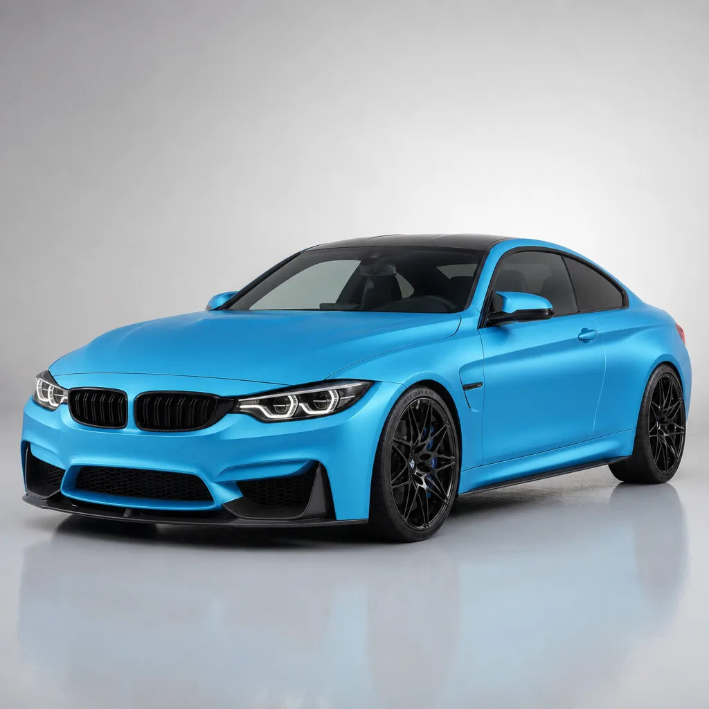 Tunisian Blue satin colored PPF wrapped on a BMW M4 | Veloro