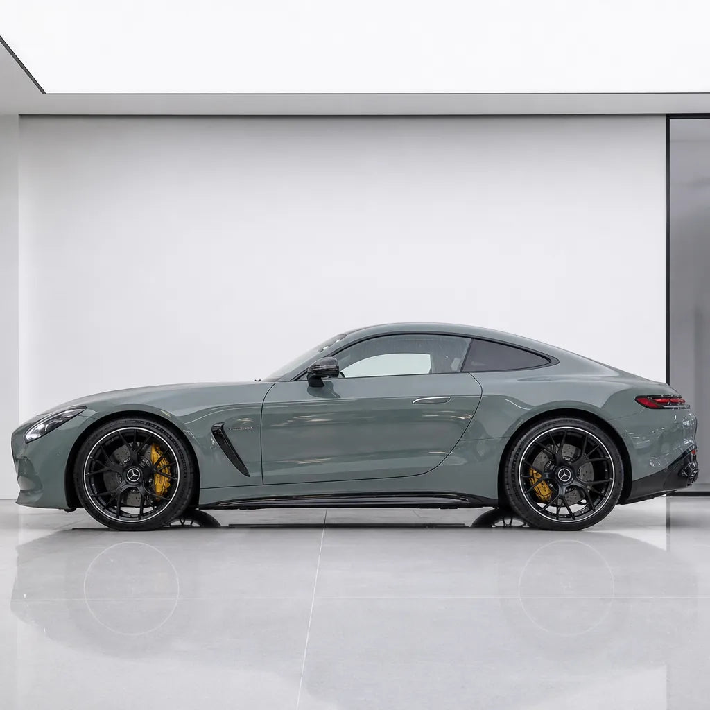 Super Autumn Blue Color PPF gloss colored PPF wrapped on a Mercedes-AMG GT side profile | Veloro