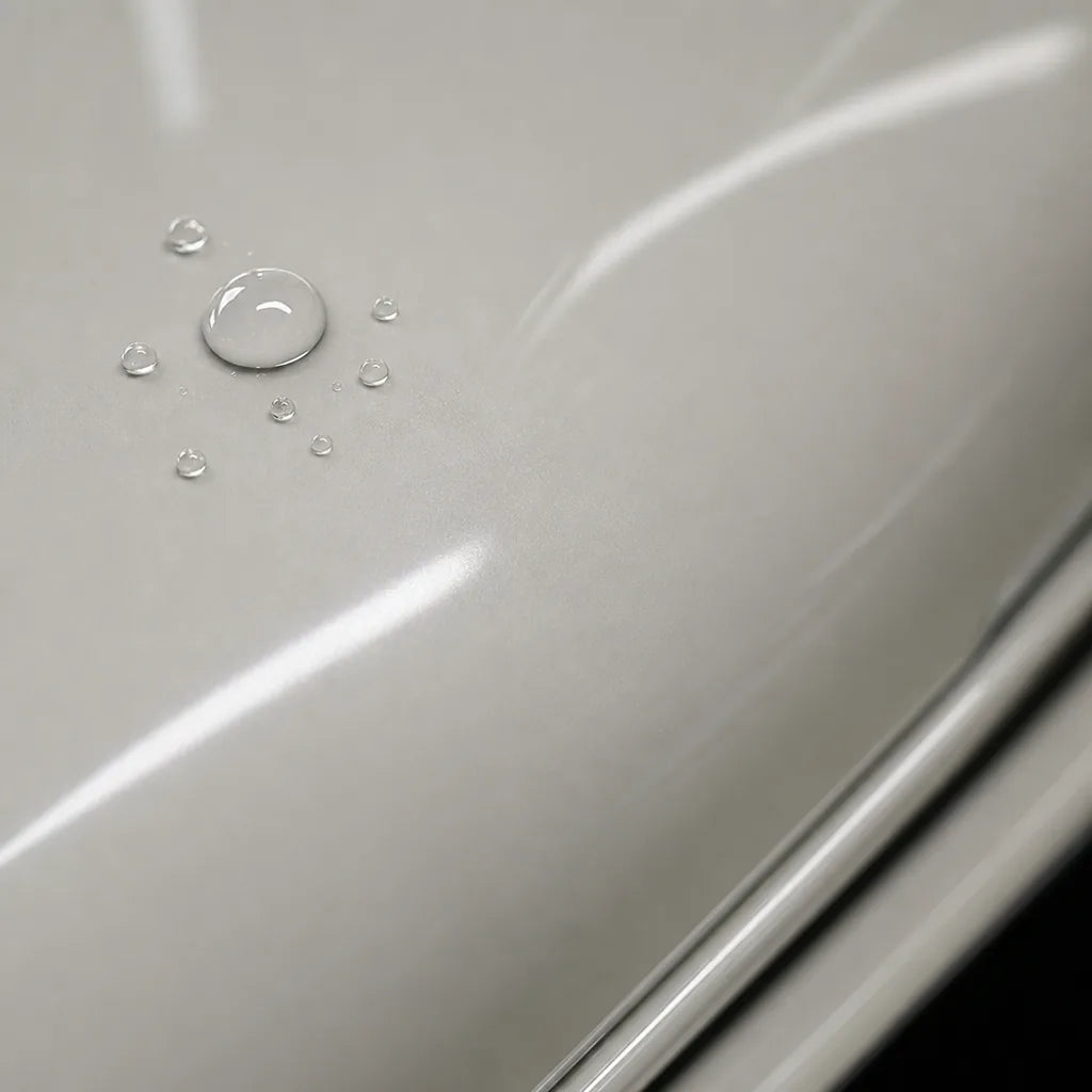 Close-up of Super Jade White Color PPF gloss colored PPF surface texture | Veloro