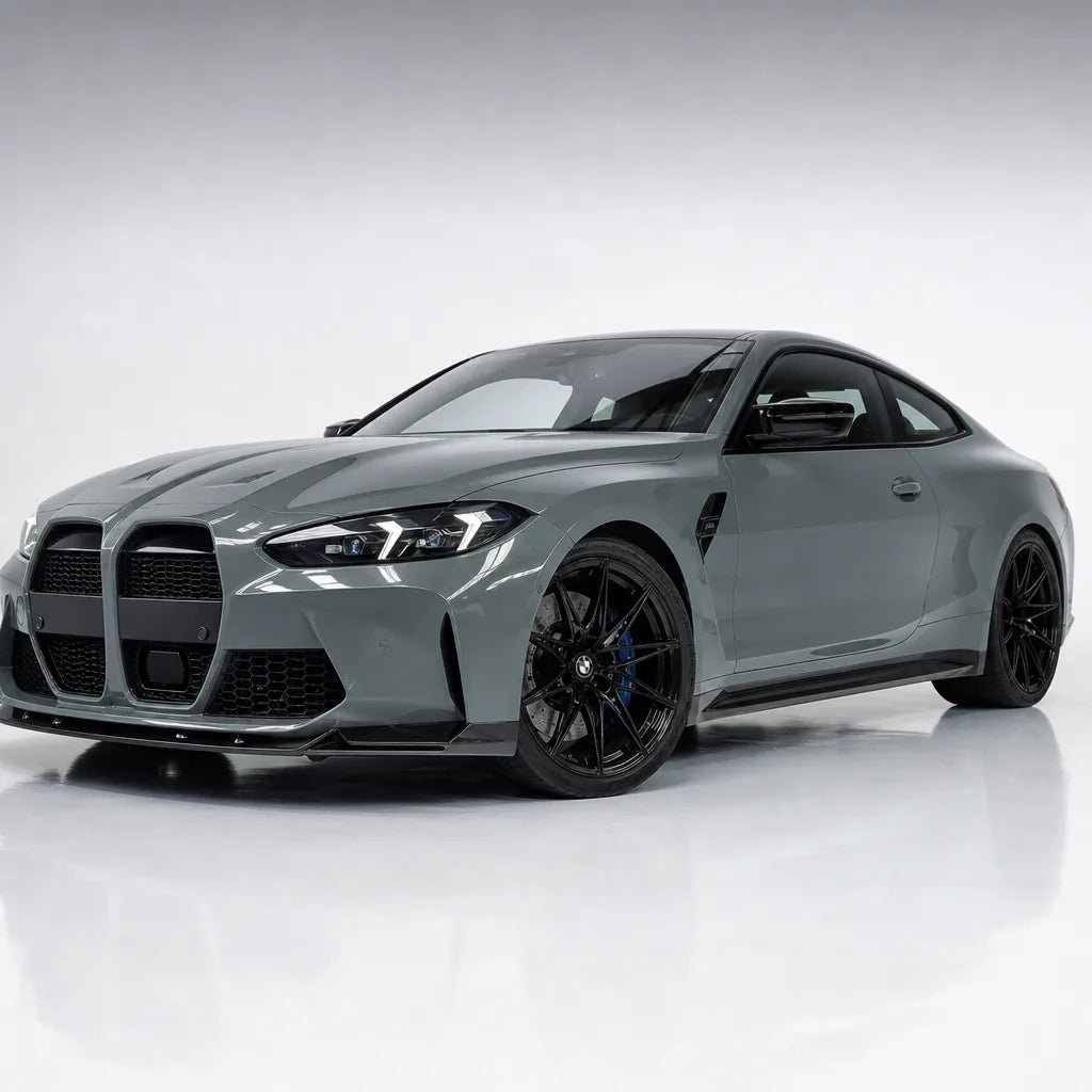 Ultimate Flat Shark Grey gloss colored PPF wrapped on a BMW M4 | Veloro